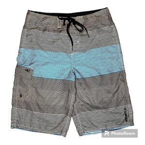 O’NEILL Men’s Bathing Suit blue, white, gray size 28 but runs big NWOT